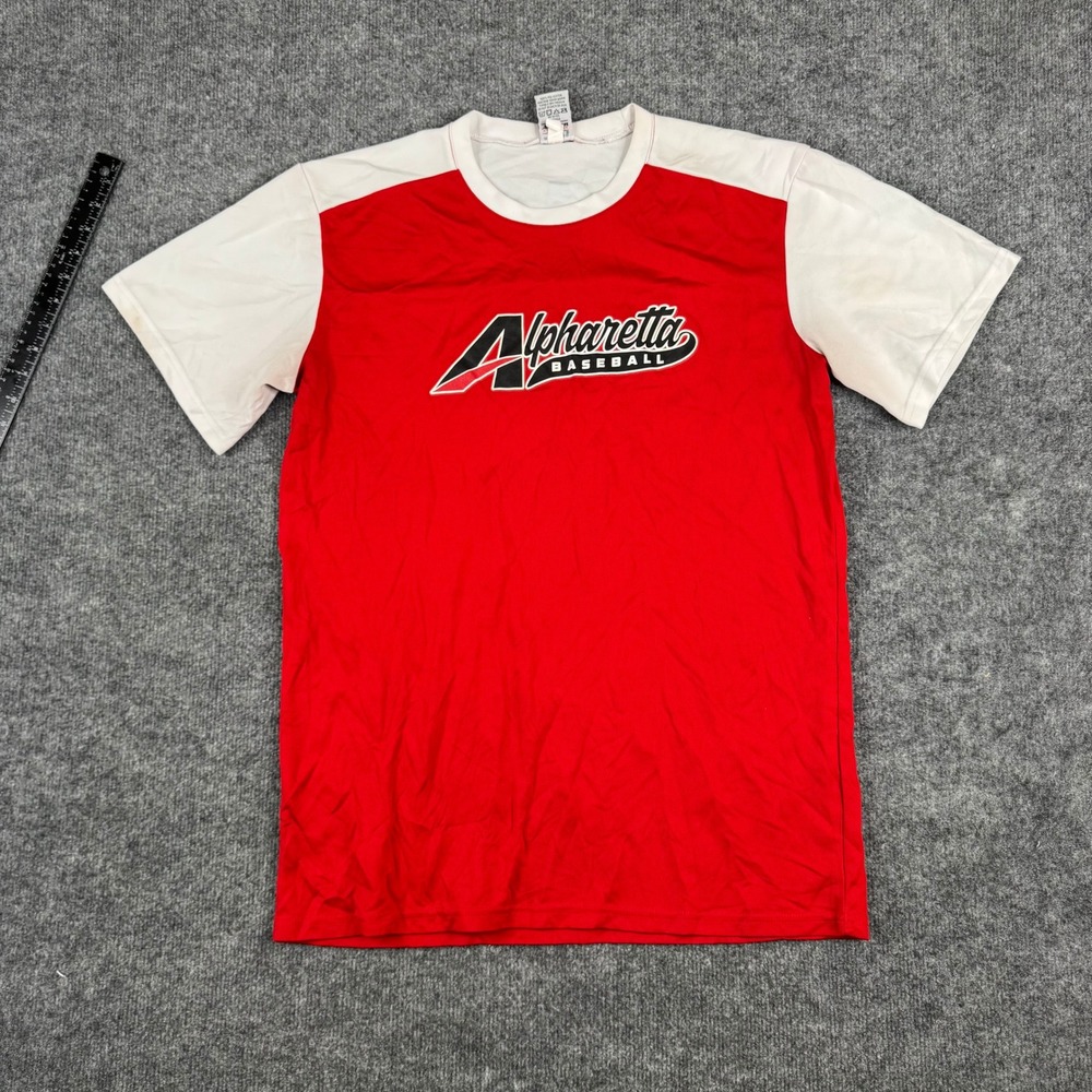 Alleson Athletic Shirt Mens Size L Red White Alpharetta Baseball Coach Jersey